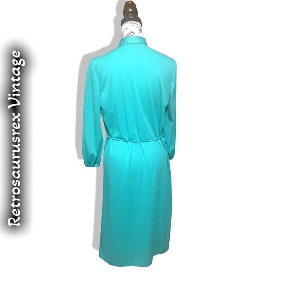 VINTAGE 1960’s Funky Mod Green Secretary Shift Dress Size Large - Picture 4 of 6